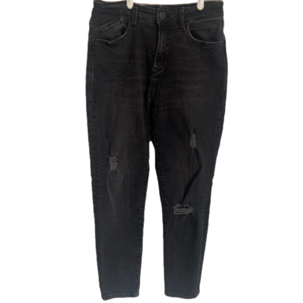 Mavi Womens Jeans 26 Alissa High Rise Super Skinny Black Wash Distressed